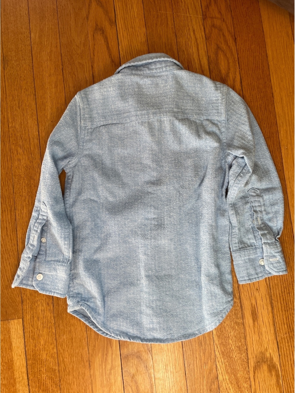 Gap Kids Boys Light Blue Herringbone Button Front Flannel Shirt XS 4-5 Cotton - Picture 4 of 4